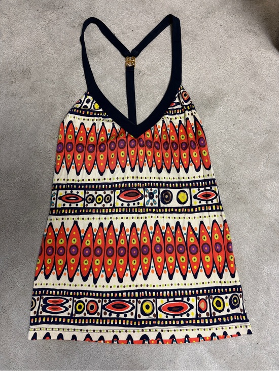 Trina Turk Tops - TRINA TURK BEACHWEAR TRIBAL PATTERNED HALTER V-NECK TOP SMALL PETITE 100% SILK